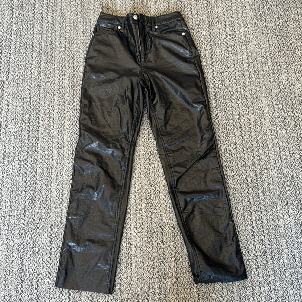 Express Highrise Straight Leg Faux Leather Pants